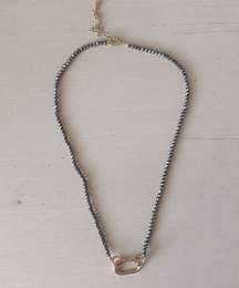 NWOT  gold toned metallic grey beaded dainty necklace