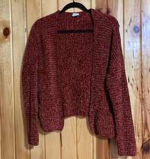 Essentials By Full Tilt Chenille Burgundy cardigan.