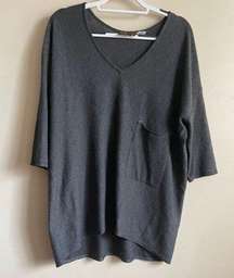 Kerisma Gray Quarter Sleeve Oversized Mercerized Wool Blend Blouse -Large