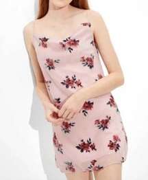 NEW NWT AMERICAN EAGLE AEO Pink Floral Velvet Cowl Neck Sleeveless Slip Dress XS