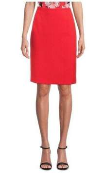 Kasper Red Woven Knee Length Pencil Skirt Business Career  10P