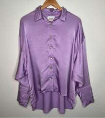 Sleeper button down pajama top purple