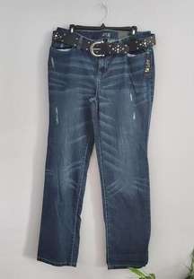 Apt. 9 Maxwell Fit Blue Distressed Mid Rise Straight Jeans 14