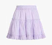 Hill House The Paz Skirt Lilac Stripe Purple Linen Ruffled Tiered Mini XL