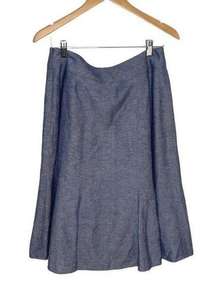 COLDWATER Creek A-Line Skirt Linen Blend Lined Size Small (6-8) Blue