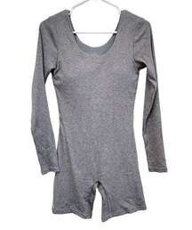 Klassy Network Long Sleeve Jumper Romper Gray Grey Brami Built In Bra Size M