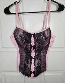 Sexy Little Things Size Large Pink Satin Corset Bustier Lace