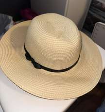 Tan Sun Hat with Black Bow