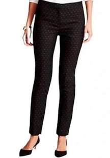 TALBOTS Signature Jacquard Polka Dot Ankle Length Pants in Black Size 2