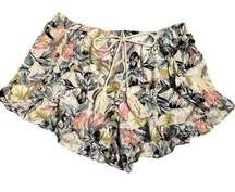 Ethereal Womens Pull on casual lounge, floral, ruffle shorts, pink blue S NWOT