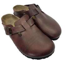 Birkenstock  Women's Boston EU37 US6 Narrow Red/Brown Leather Soft Footbed Clogs