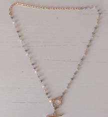 NWOT  gold toned beaded chain and toggle necklace