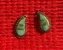 Silver and Turquoise raindrop shaped earrings.