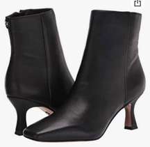 Sam Edelman Lizzo Leather Ankle Boot Kitten Heel Black Zipper- Size 9