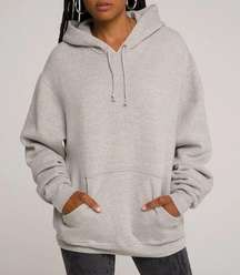 GOOD AMERICAN BOYFRIEND HOODIE IN HEATHER GREY SZ SMALL