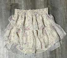 Floral Ruffle Silk Skirt