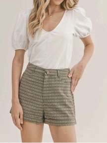 Sadie And Sage Beach Picnic Plaid Shorts High Waisted Size Medium Style #AE1703