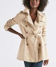 Lucky Brand Double Breasted Belted Cotton Trench Coat Beige size M