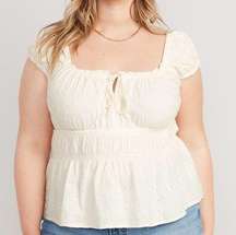 Old Navy Short-Sleeve Smocked Floral-Eyelet Top