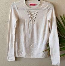 n.philanthropy Cream Wool Cashmere Blend Lace Up Sweater