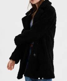 black fur longline jacket