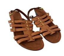 Lauren Ralph Lauren Lucetta Brown Leather Wedge Sandal Size 8.5