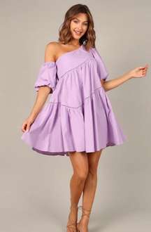 Lottie Off Shoulder Mini Dress - Lilac