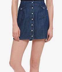 Obey Cotton Blue Aline Mini Skirt