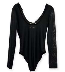 X by Gottex Black Long Sleeve Bodysuit Womens Size M, NWT