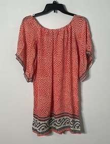 Tolani Orange Mosaic Print Silk Tunic Dress