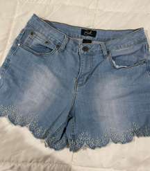 Scalloped Jean Shorts