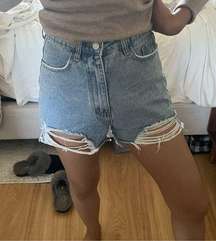 Missguided High Waisted Distressed Denim Shorts