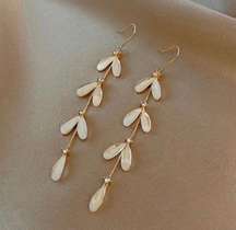 Crystal Flower Leaf Dangle Drop Earrings for Women