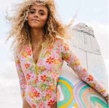 Paloma Floral Long Sleeve Surf One Piece Swimsuit