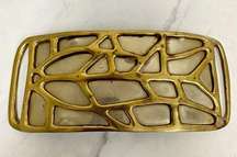 Vintage Brutalist Silver and Gold Tone Bar Belt Buckle Made in India