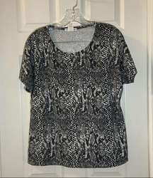 Cathy Daniels Black/White Snake Print Short Sleeve Tee L