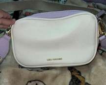 Purple and white purse