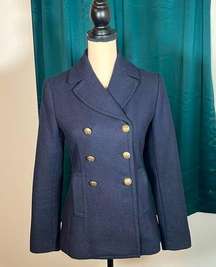 Banana Republic Navy Blue Wool Blend Pea Coat  Size XS