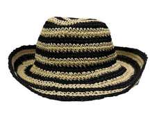 Shiraleah Chicago Black and Beige Paper  Summer preppy Beach Hat