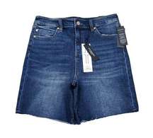 Liverpool 7" High Rise Kristy Jean Shorts Cut Raw Hem Stretch Size 6 28 Blue