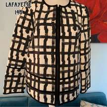 Lafayette 148 New York Jacket top Womens Size 8 Black Blazer Zipper jacket