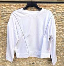 Lucky in Love White ZIPS ARE SEALED Sweatshirt/Jacket. Size Small. NWT