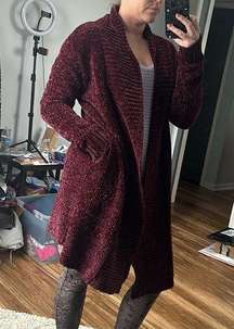 Entro‎ Maroon Chenille Duster With Pockets Size M