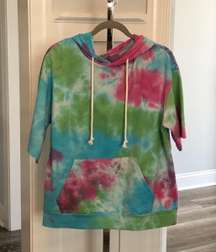 Fabulous Tie Dye Hoodie / Top Sleeves Cut Down To Short 