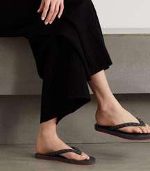 Christian Louboutin Loubi Flip Spiked Rubber Flip Flops in Black