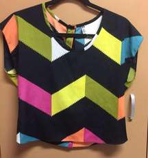 Black Chevron Cropped Top