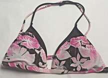 Gossip Swim Suit Bikini Top Women Size Large Pink Brown Padded Floral