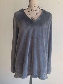 Natori Velour Oversized Gray Pullover Sweater