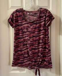 Xersion Pink/purple Camo tie knot front tee size Small