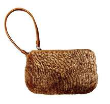 Patricia Nash Piedmont Sherpa Leather Faux Fur Wristlet Tan Brown